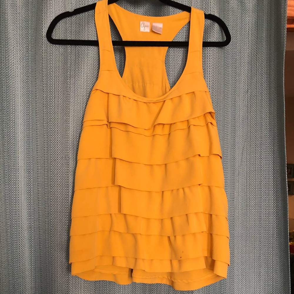 Aqua tiered/ruffled racer back tank
